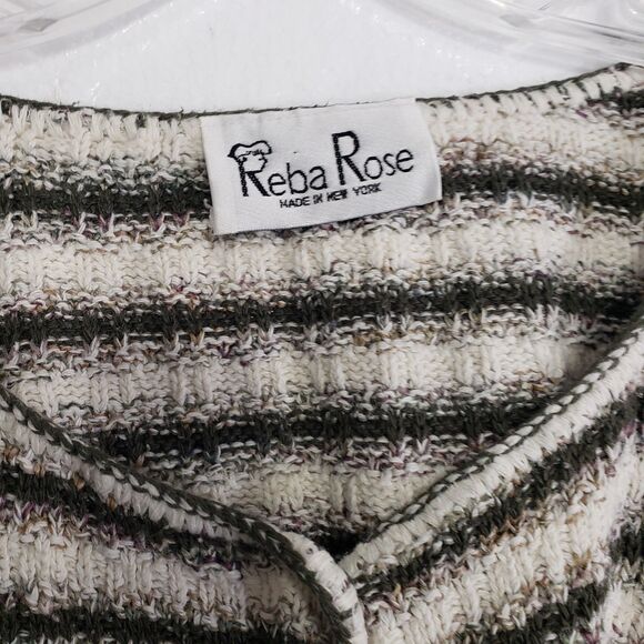 Reba Rose Women's XL Black and White Striped Button Front Cardigan Sweater - Picture 3 of 8